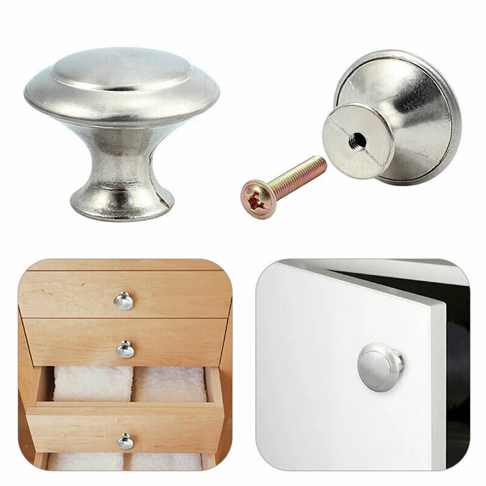 

25Pcs Round Stainless Steel Knobs Cabinet Drawer Pulls Set Includes Screws for Wardrobe Furniture Kitchen Decoration