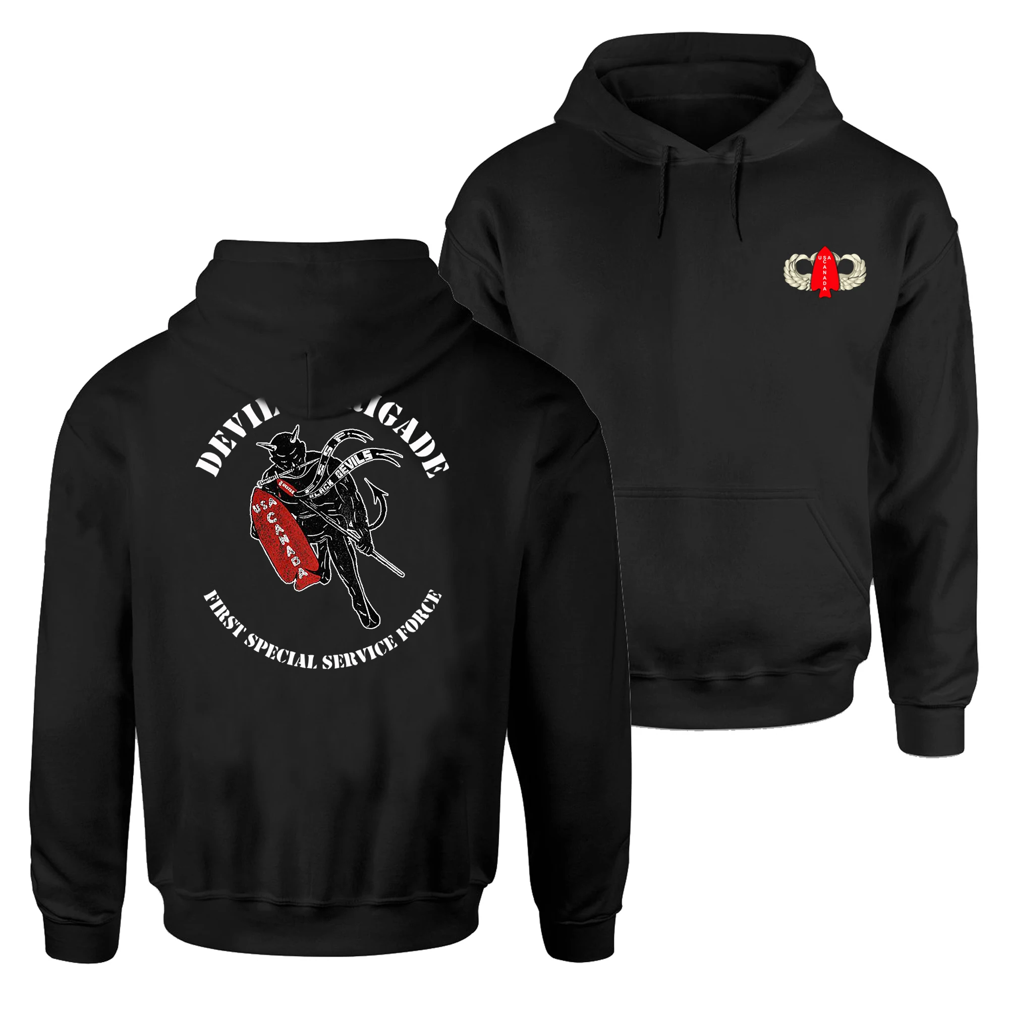 

US-Canadian 1st Special Service Force Black Devils Pullover Hoodie New 100% Cotton Casual Mens Sweatshirts Fashion Streetwear