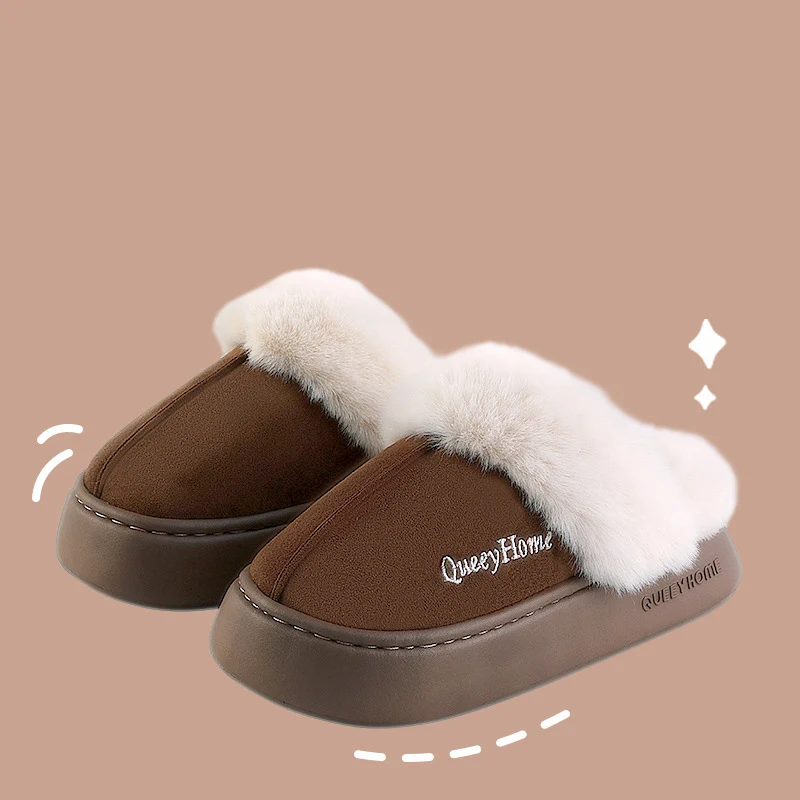 Litfun Platform Fluffy Women Slippers New Winter Fashion Women Fuzzy Slippers Plush House Cotton Slippers Warm Furry Home Shoes