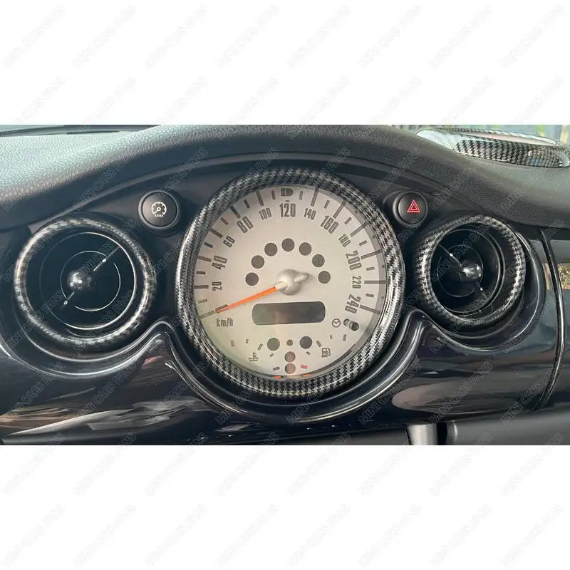 3pcs Carbon Fiber Style Console Vent Speedometer Cover Center Air Vent Outlet Trim fit for Mini Cooper R50 R52 R53