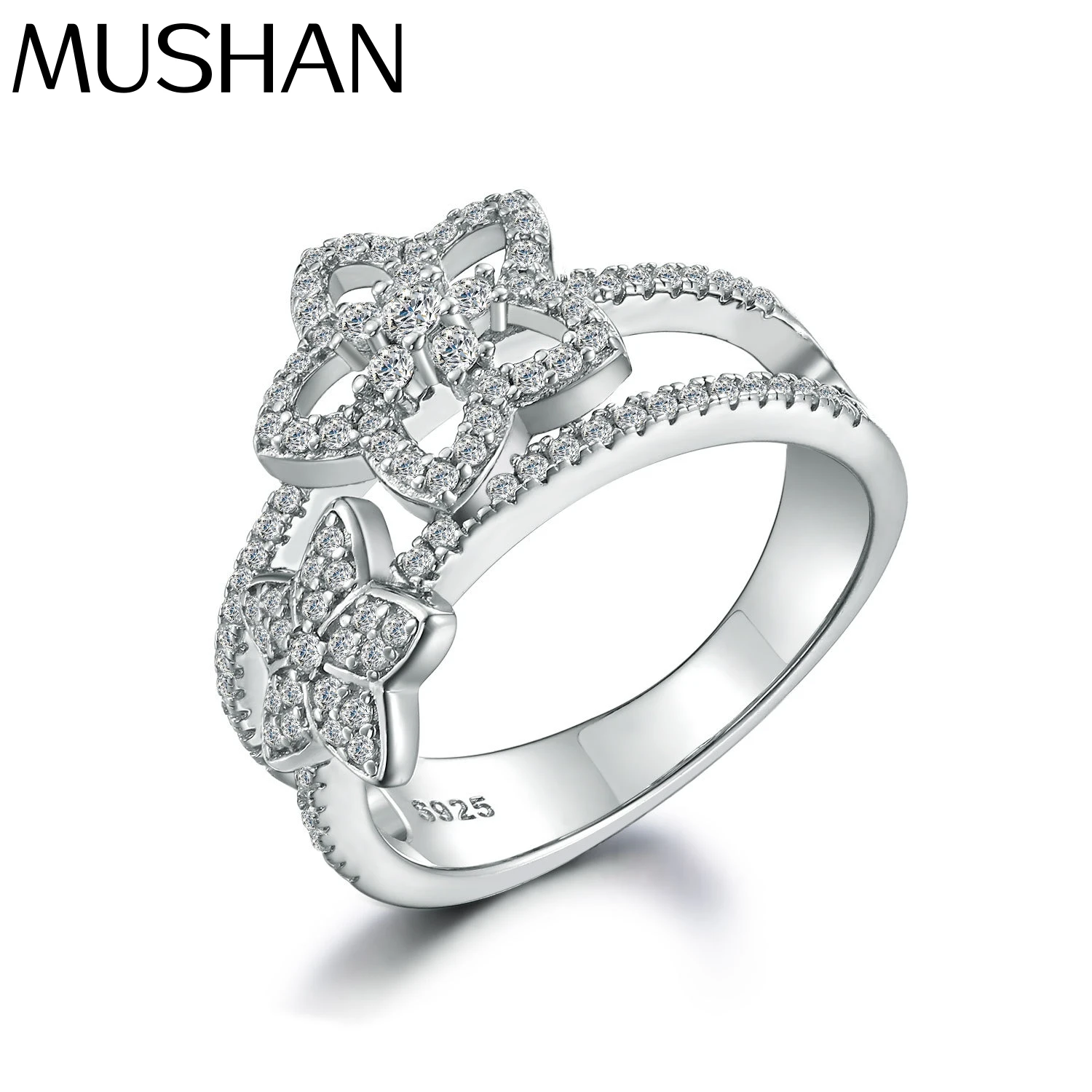 

MuShan Luxury Jewelry 925 Sterling Silver Ring Cubic Zirconia 7A Oval Engagement for Bride 18K Gold Plated Fine Jewelry Rings