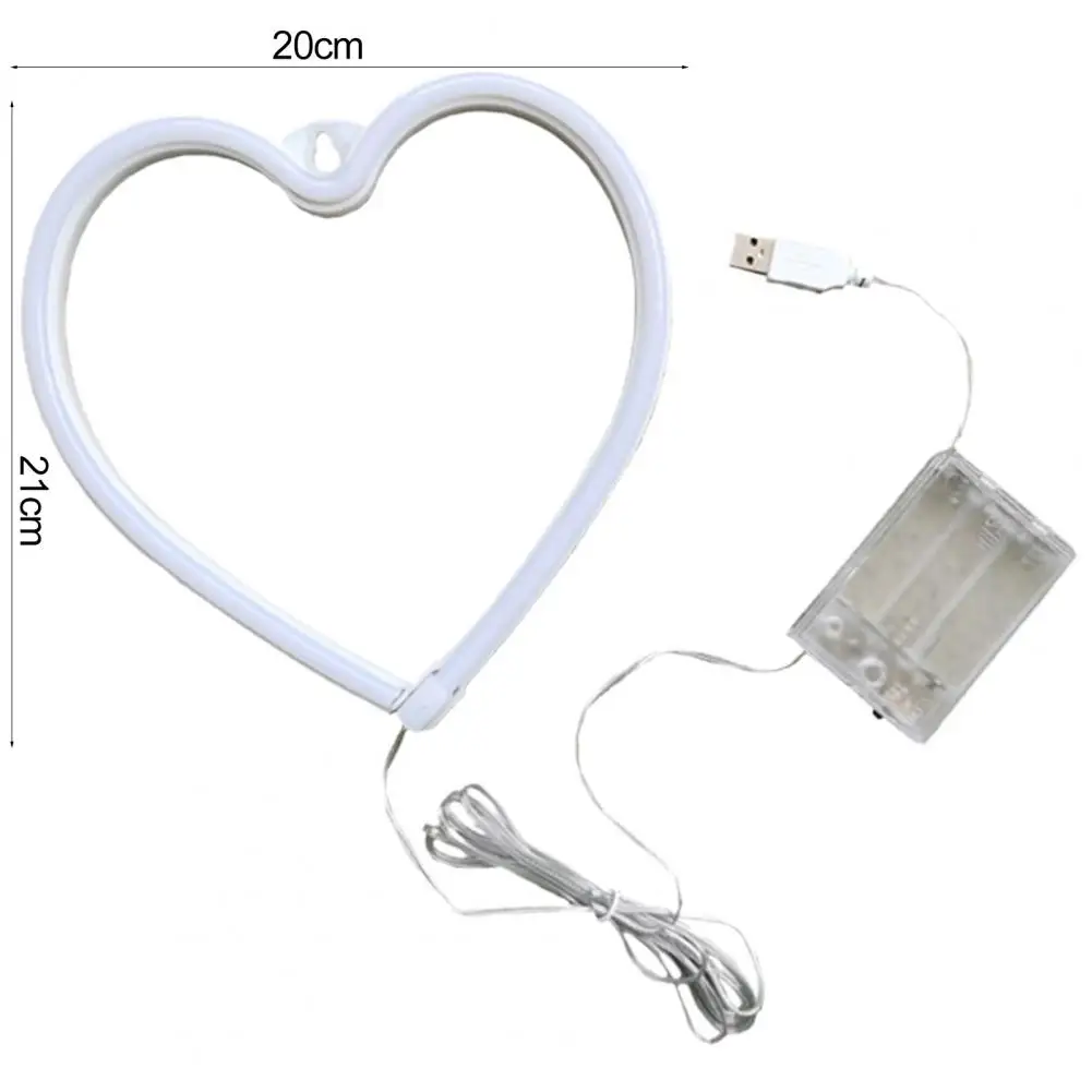 Innovative Ambient Light Compact Neon Sign Light Soft Lighting Heart Neon Sign Valentine Day Night Light  Decorative