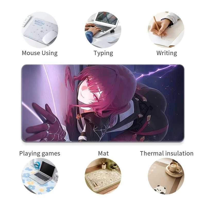 Extra Large Anime Style Game Mouse Pad Rubber Base Anti-slip Desk Accessories Mousepad for Office &Gamer Keyboard Mats Decor Mat