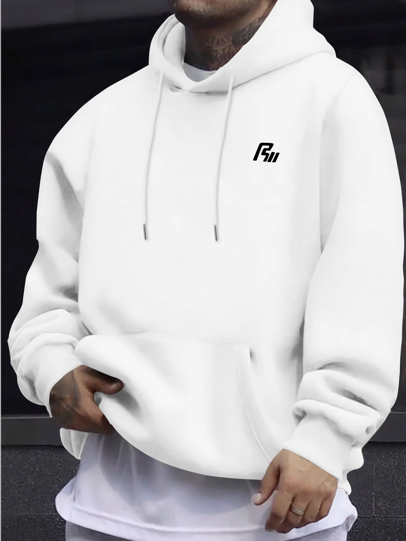 New Men'sTrendy Minimalist Letter-PrintFashion Hoodie, Essential Winterwear with Soft Lining, Suitable forCasual and Sports Wear