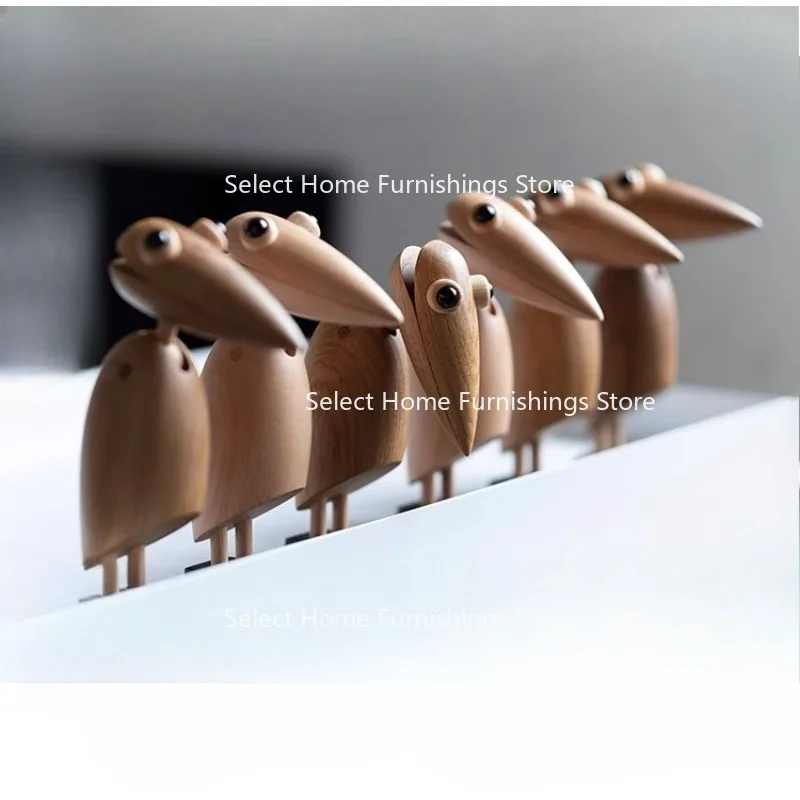 Suitable for Gifts Woodpecker Solid Wood Office Desktop Wooden Decorations