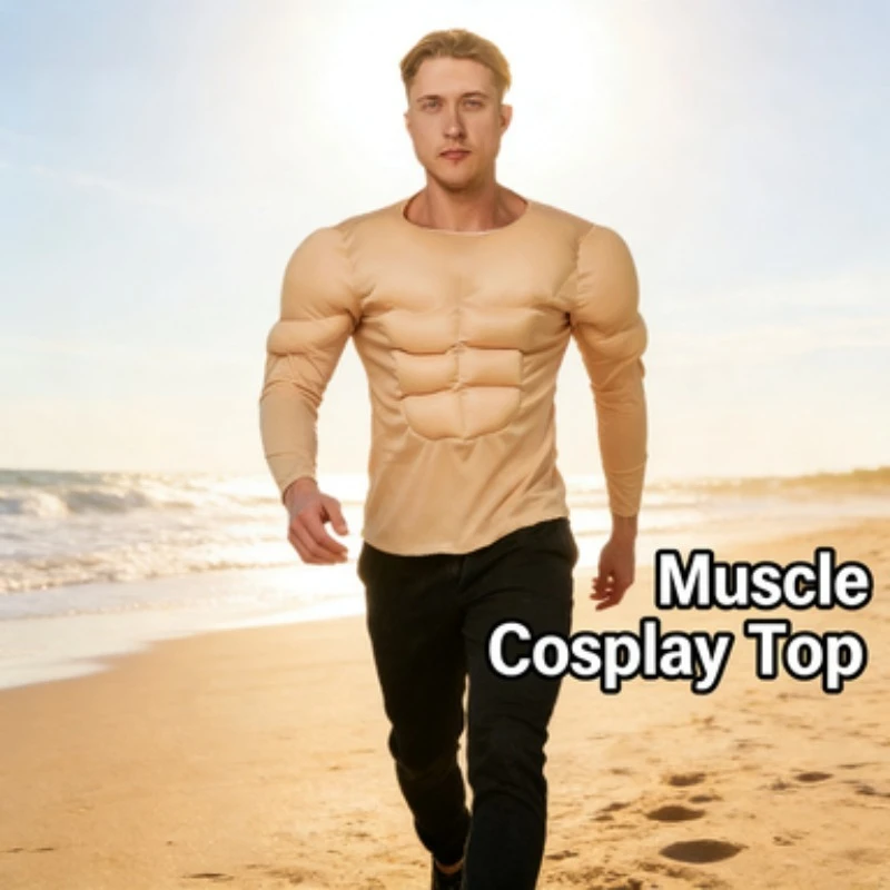 Camiseta de Cosplay de Abs falso, traje muscular para hombres y adultos, traje de fiesta