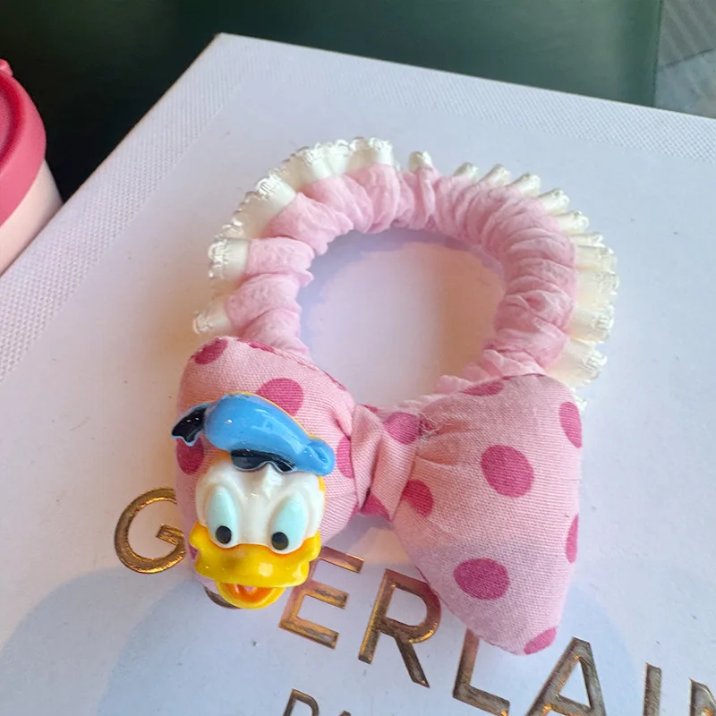 حبل شعر من الدانتيل بفيونكة منقطة ثلاثية الأبعاد من Miniso للنساء، حبل رأس عالي المرونة ومتين، حلقة شعر متعددة الاستخدامات