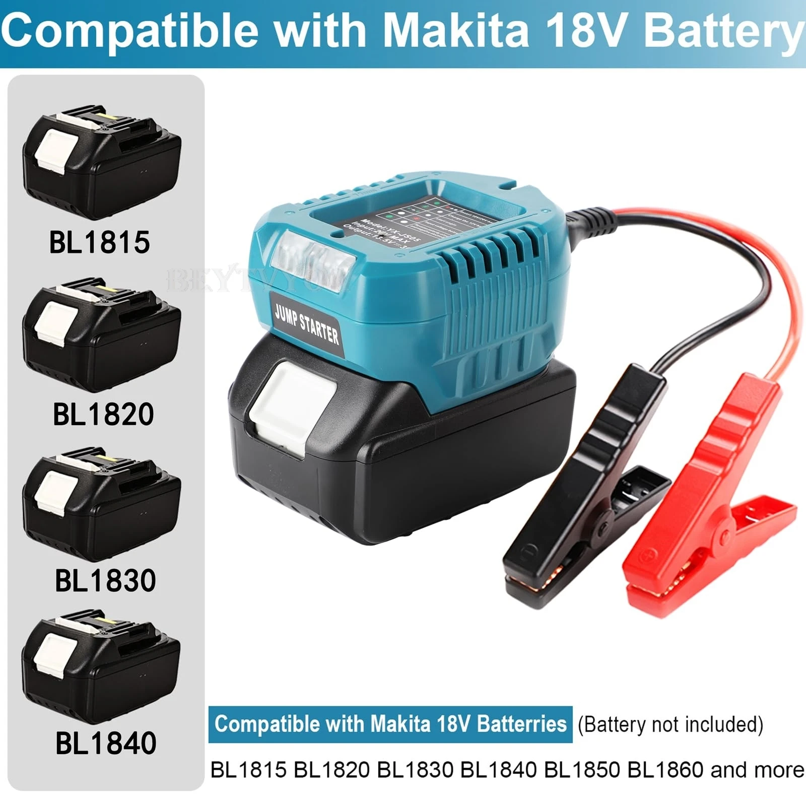 

Portable Car Jump Starter Compatible with Makita/Dewalt/Milwaukee/Bosch 20V Max Battery - 11AWG Heavy Duty Jump Starter Cable