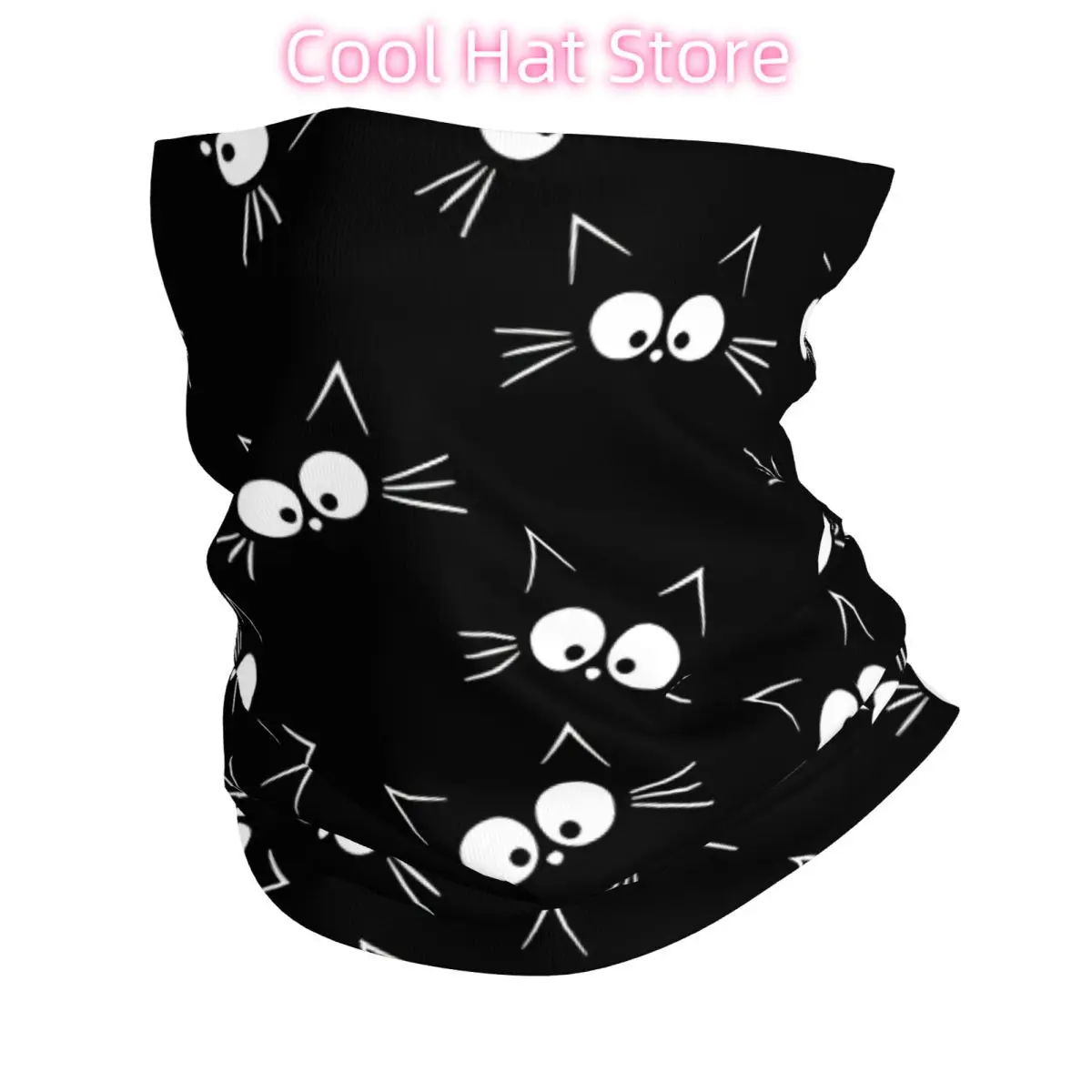 

Cute Black Cat Pattern Bandana Neck Cover Printed Wrap Scarf Multi-use Cycling Riding for Men Unisex Thin