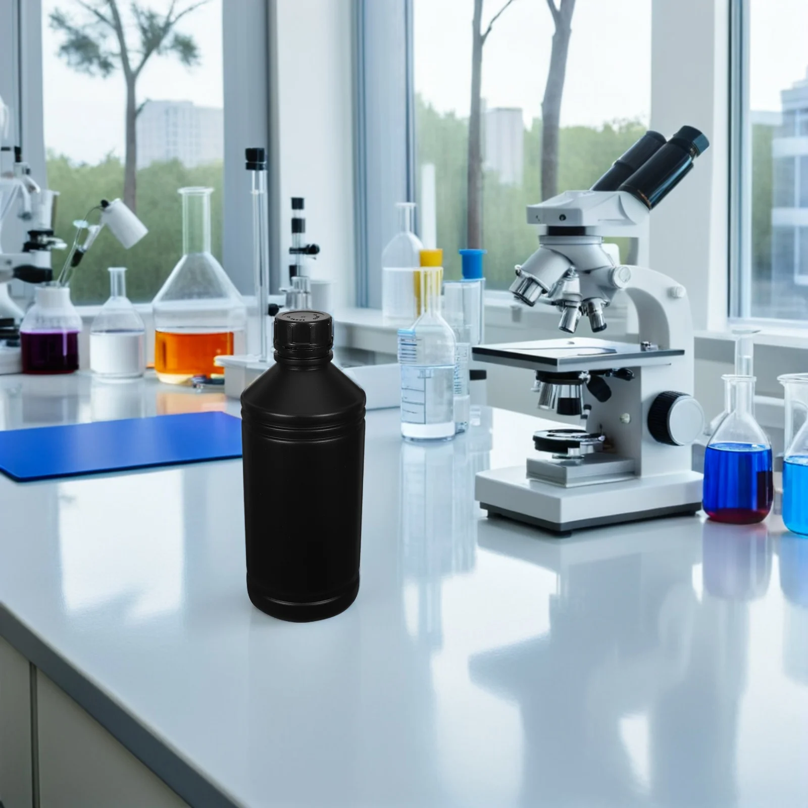 

8pcs Lightproof Sealed Black HDPE Bottle Lab Chemical Reagent Storage Container Leakproof Acid Base Resistant for Laboratory