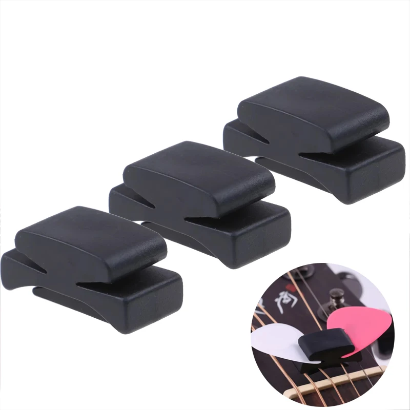 5Pcs Schwarz Gummi Gitarre Pick Halter mit Gitarre Pick Fix Auf Kopfplatte für Gitarre Bass Ukulele Nette Gitarre Zubehör TMZ – Detail 8