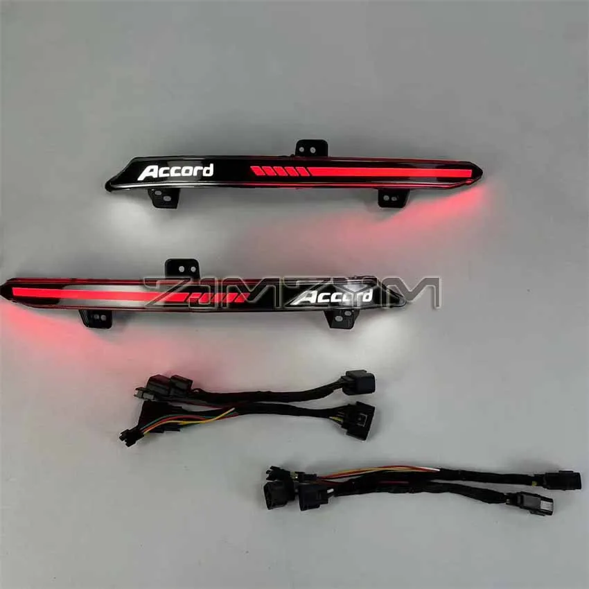 2PCS LED Rear Bumper Tail Reflector Light For Honda Accord 10th Brake Lamp Dynamic Turn Signal Lights Alphabet Style Smoke Lens
