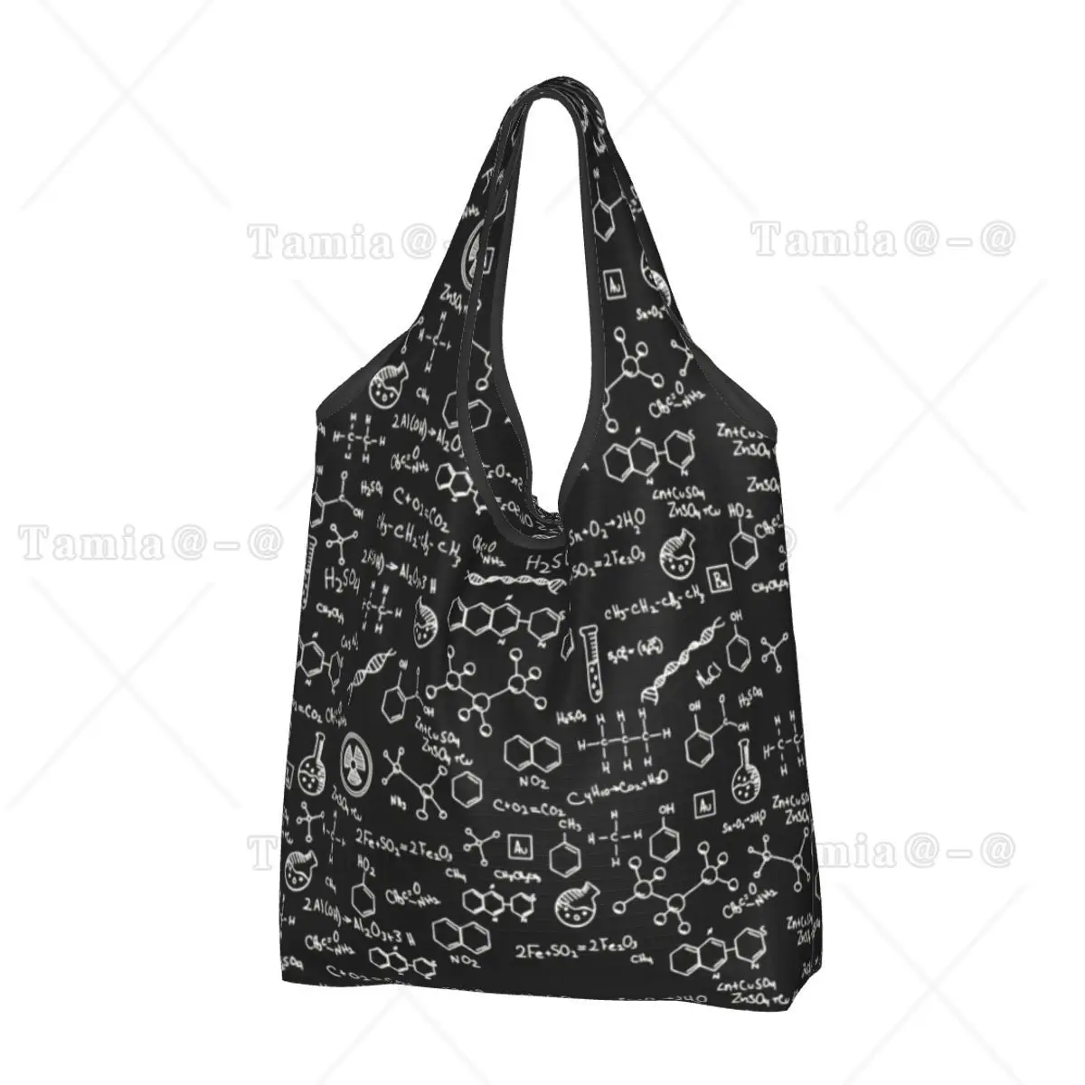 Custom Reusable Science Chemistry Pattern Shopping Bag Women Tote Bag Portable Chemical Lab Tech Groceries Shopper Bags