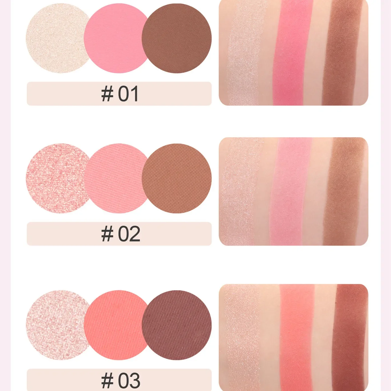 Coreano 3 In 1 Matte Highlighter Blush Palette Pearly Blush Shiny Eyeshadow multifunzionale Face Makeup Palette Cosmetics