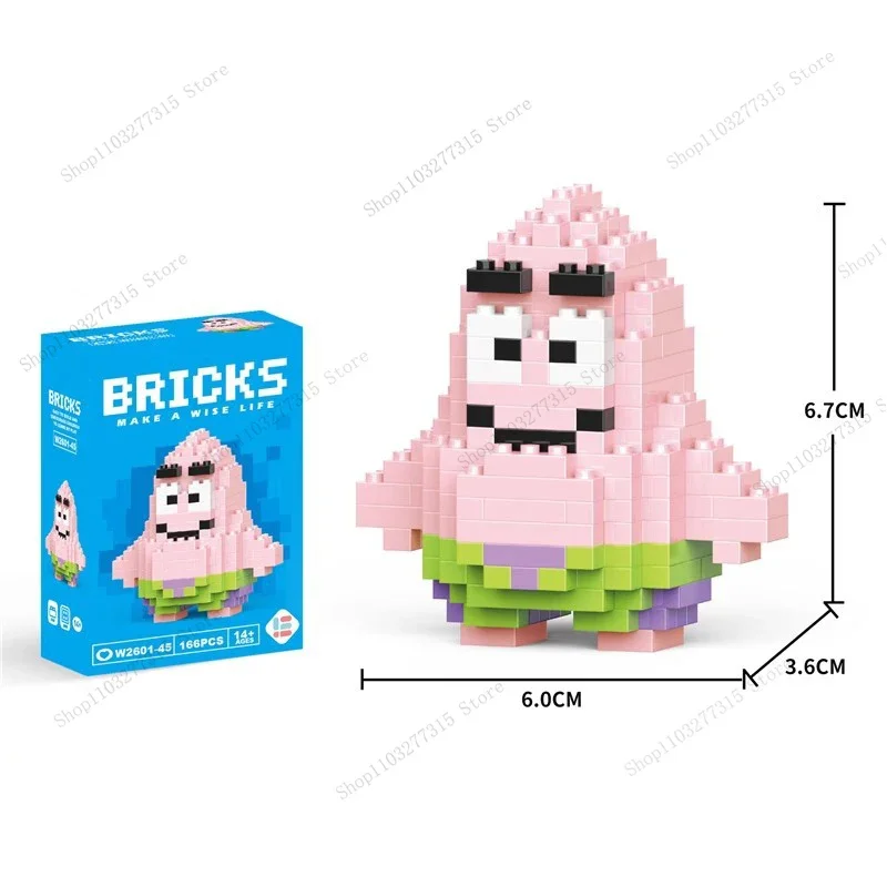 SpongeBob SquarePants Doll Building Blocks Patrick Star Animal Model Small Particles Assembled DIY Puzzle kids birthday gifts