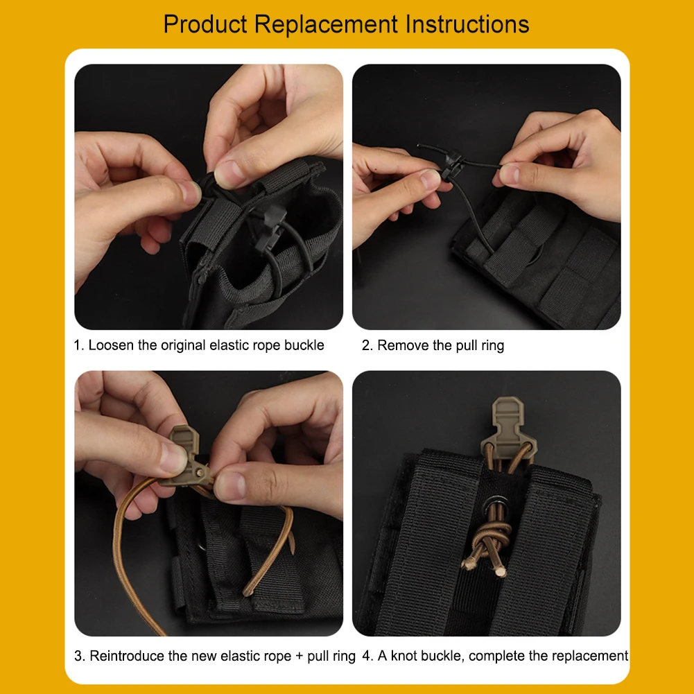 4pcs Nylon Pull Tab Adjustable Shock Cord Retainer Pull Tab Fast Draw Elastic Retention Strap Accessories for Mag Pouch Vest