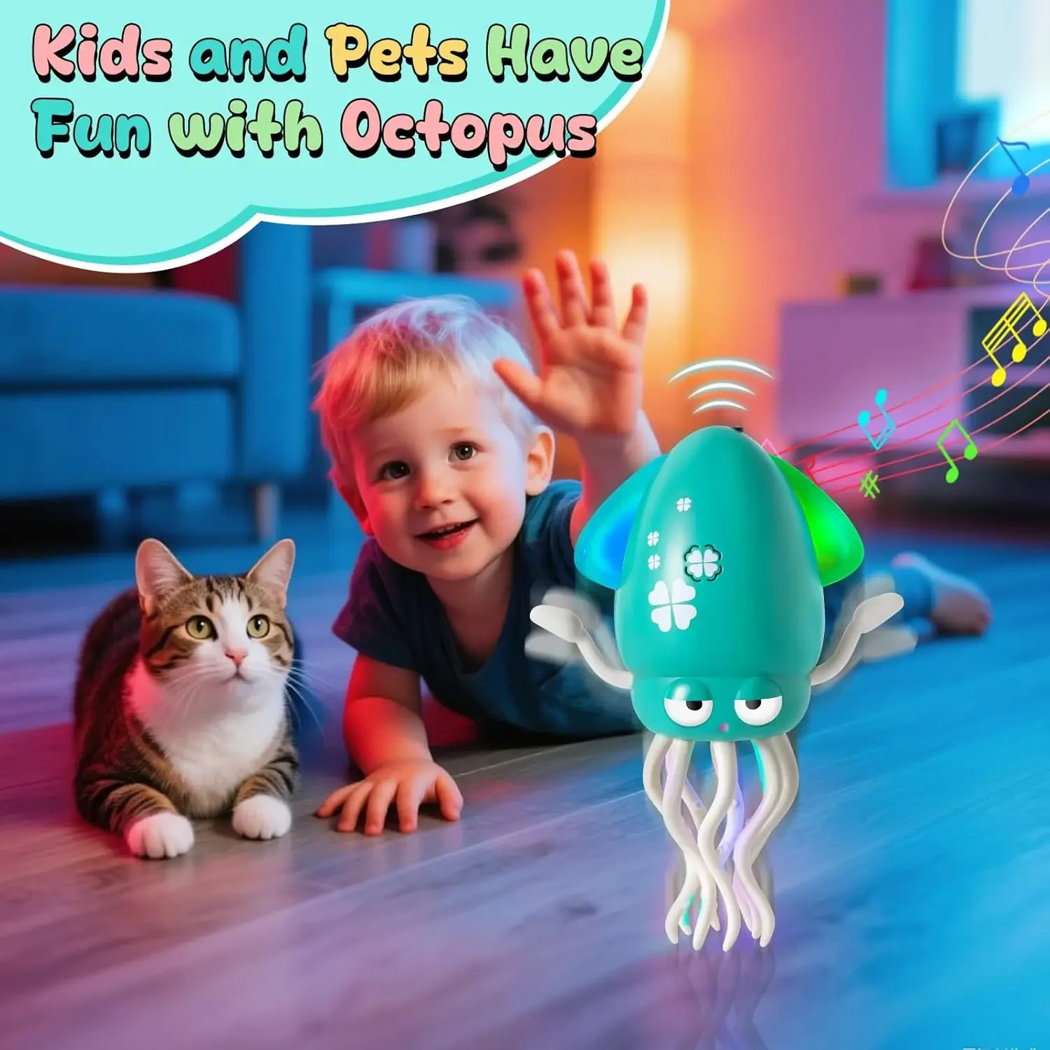 Electric Dancing Octopus Magical Swinging Automatic Obstacle Avoidance luminous Music Baby Crawling toys games gifts