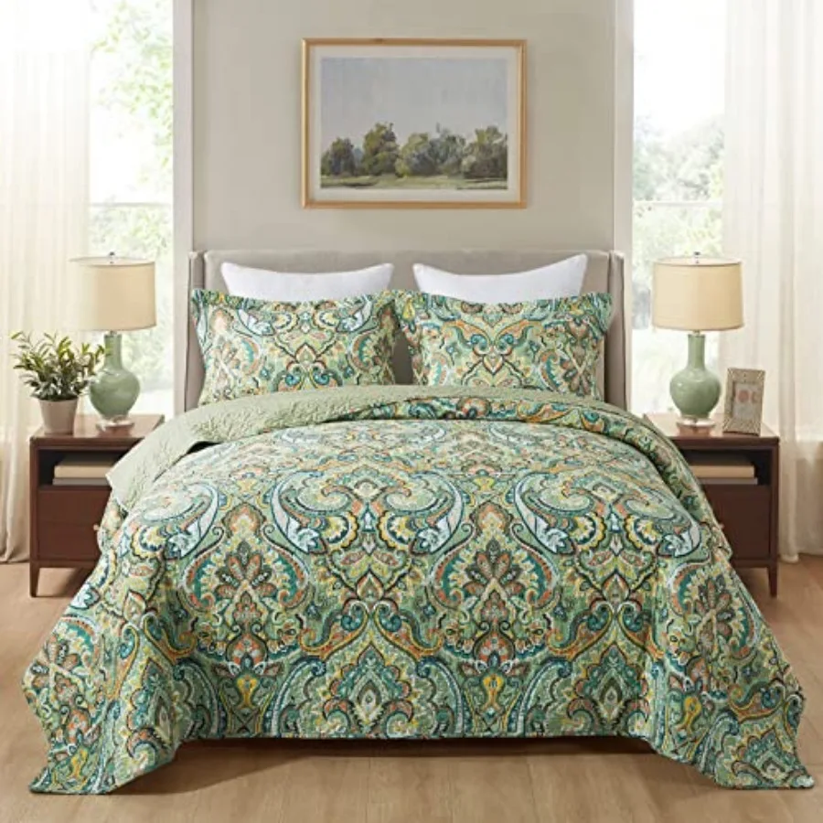

Cotton Bedspread Quilt Sets - Reversible Patchwork Coverlet Set, Pattern, Size