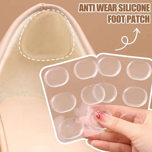 Imagen 2 del producto 10 pegatinas antifricción para pies, almohadillas de silicona antirozaduras para los pies, puntos pequeños transparentes, alivio del dolor, removedor de ampollas, cuidado de los pies