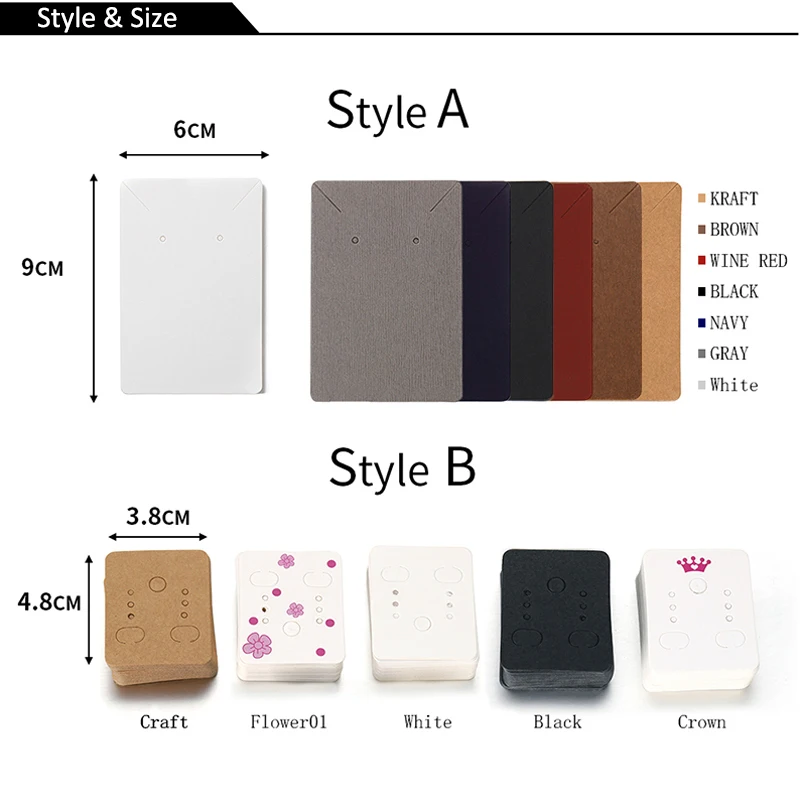 50pcs/lot Earrings Necklaces Display Cards for Jewelry Boxed and Packaging Cardboard Hang Tag Card Ear Studs Paper Card 6x9cm