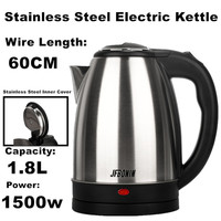 1.8L 220V Stainless Steel Electric Kettle Silver Black Base Separation Desion Rust-resistant Durable for Home During Travel
