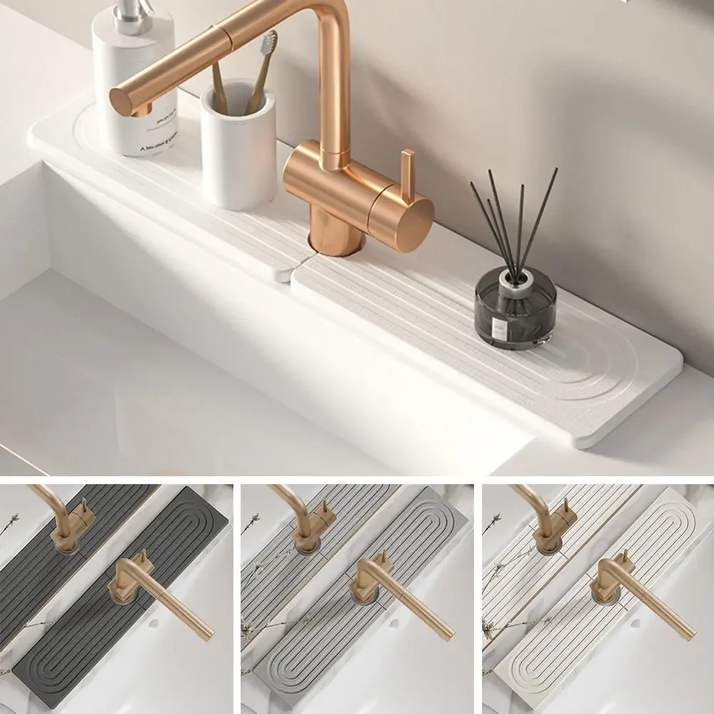 

2pcs/set Diatomite Faucet Draining Mat Non-Slip Splash Drying Mat Multi-function Non-Slip Absorbent Pad