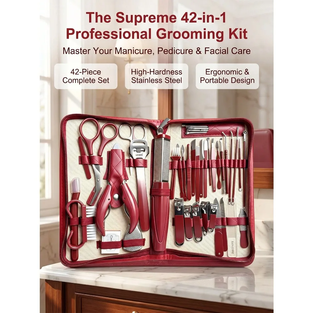 

42pcs Manicure Scissors Set, Stainless Steel Professional Pedicure Tool Kit, Suitable For Finger And Toe Nail Care, Portable For Home, Office, Outdoor Travel Use