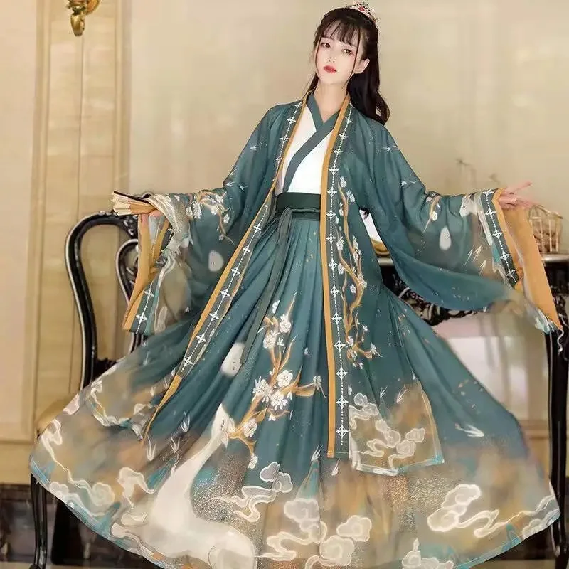 New Ancient Hanfu Elk Pattern Fairy Skirt China Style Traditional Women's Clothing Princess Dress Stage Performance Suit Cosplay