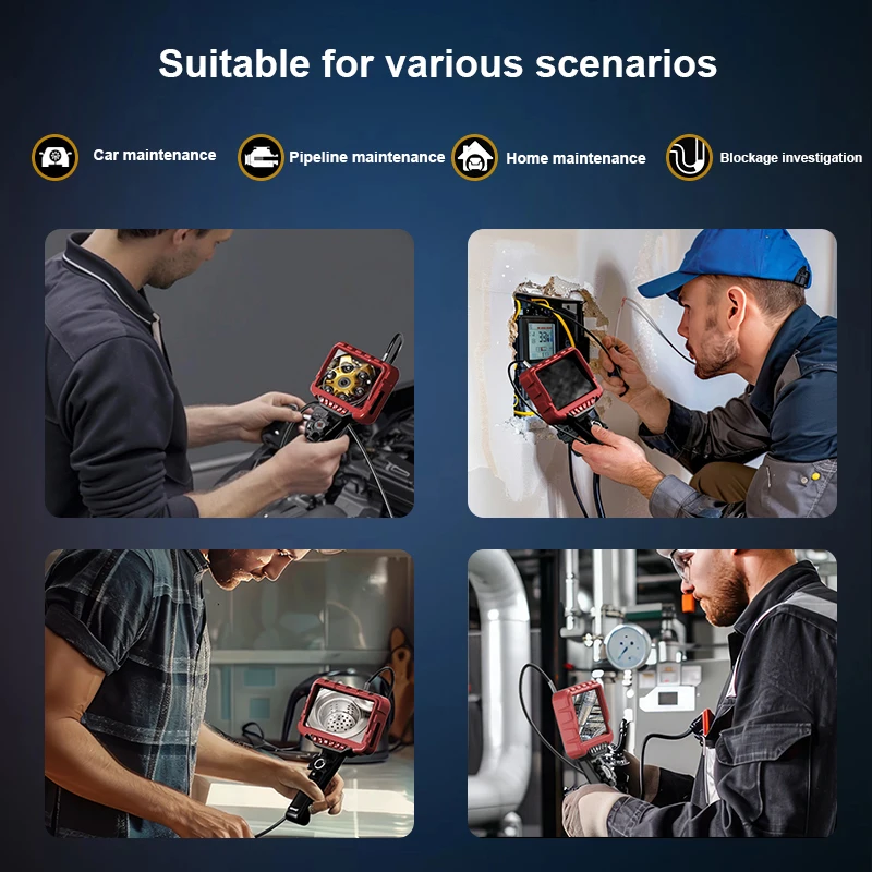Schermo da 7 pollici Endoscopio industriale 360 ° Rilevamento della deposizione del carbonio automobilistico del conduttura della telecamera da
