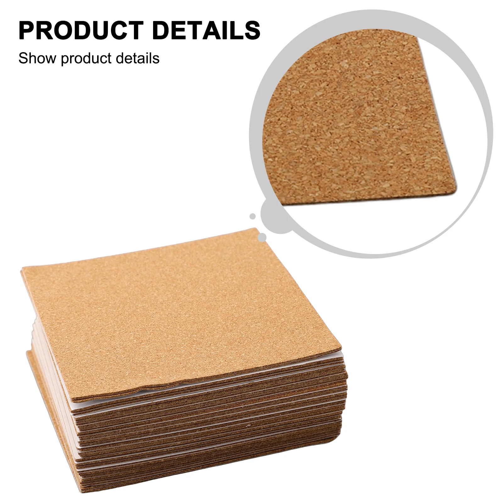 40pcs Cork Coasters Square Cork Mat Self-adhesive Anti-slip Vintage Pure Wood Cup Pad DIY Backing Sheet For Home Bar Office