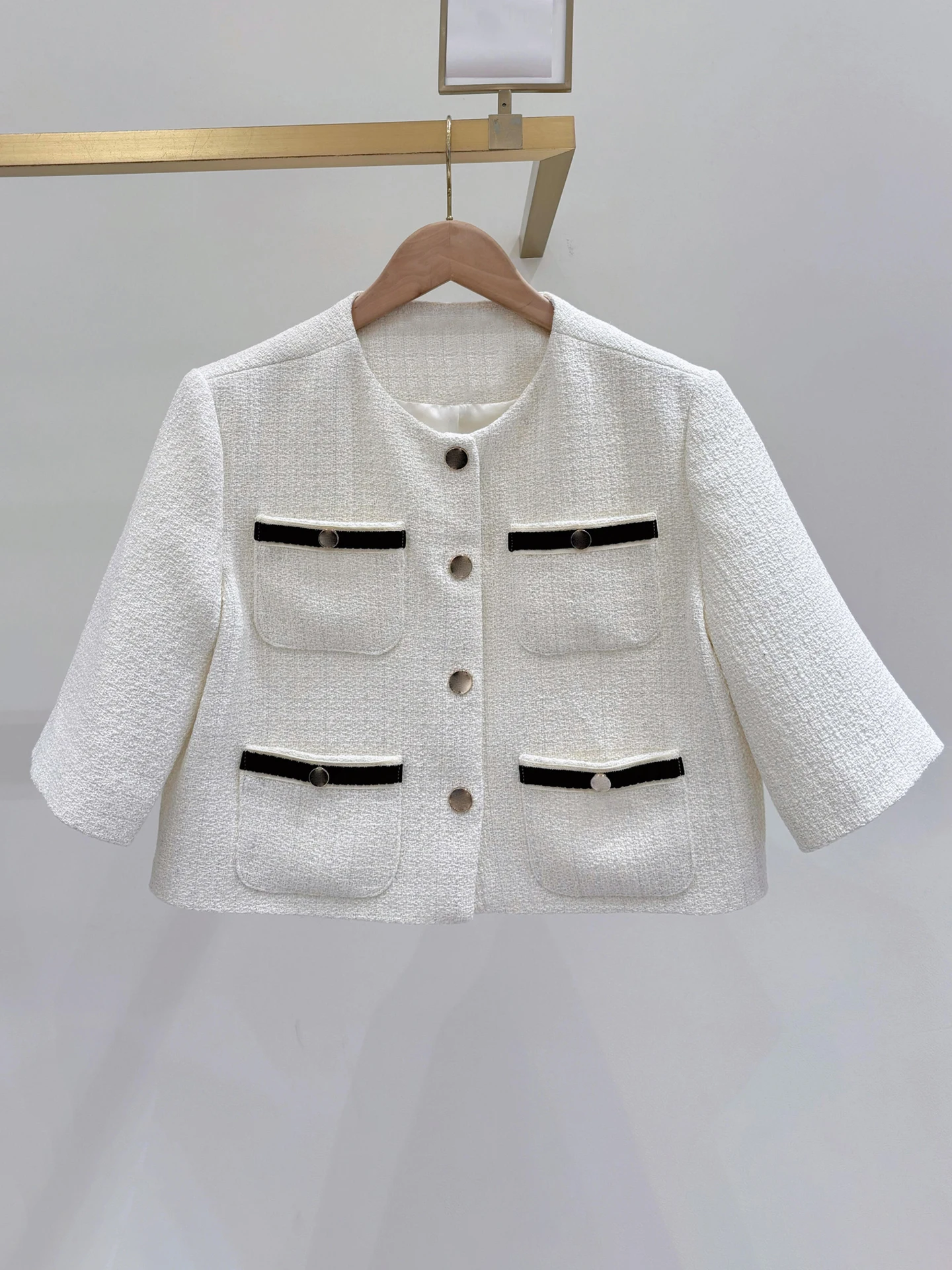 

M Home Nan You High End Women's Summer 2025 ort Length Thiened Tweed Cardigan Coat Small Fraance Sle Casual Outerwear