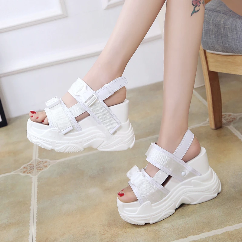 Platform Sandals Women 12cm 2023 High Heels Sexy Open-toed Sandals Wedge Increased Shoes Ladies Beach Summer Sandalia Casual