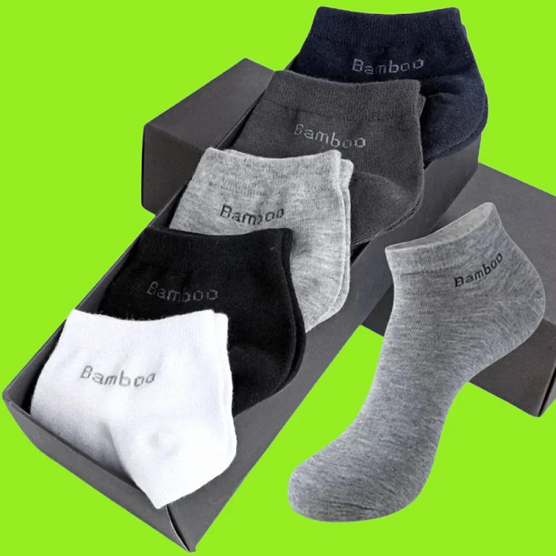 

5/10 Pairs/Pack High Quality Men's Fashion Bamboo Fiber Cotton Socks Anti-Bacterial Ankle Socks Breathable Mesh Men Short Socks