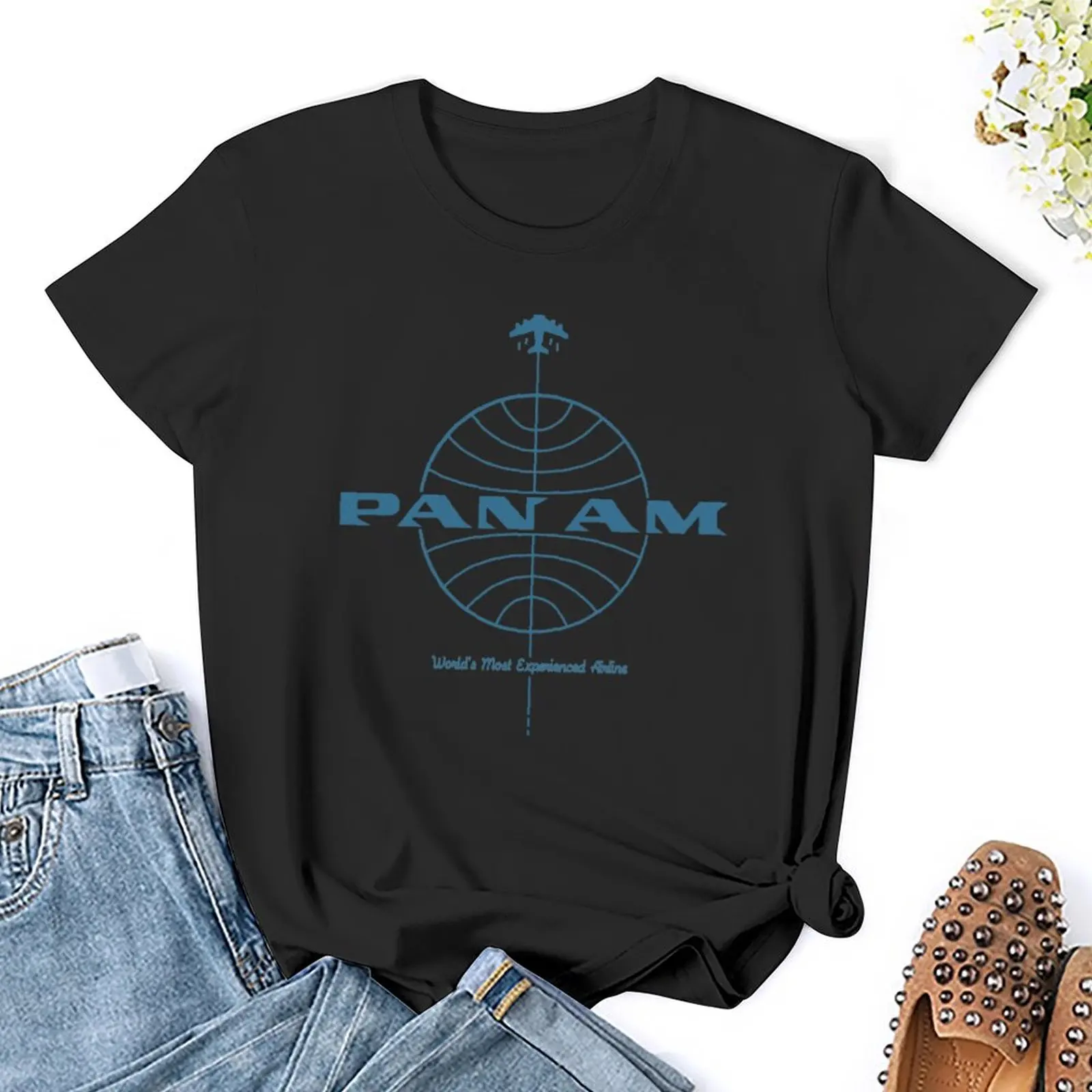 PAN AM PAN เสื้อยืดสตรีชาวโลก2024เสื้อยืดสวยงามเสื้อผ้าแฟชั่น MODE Korea