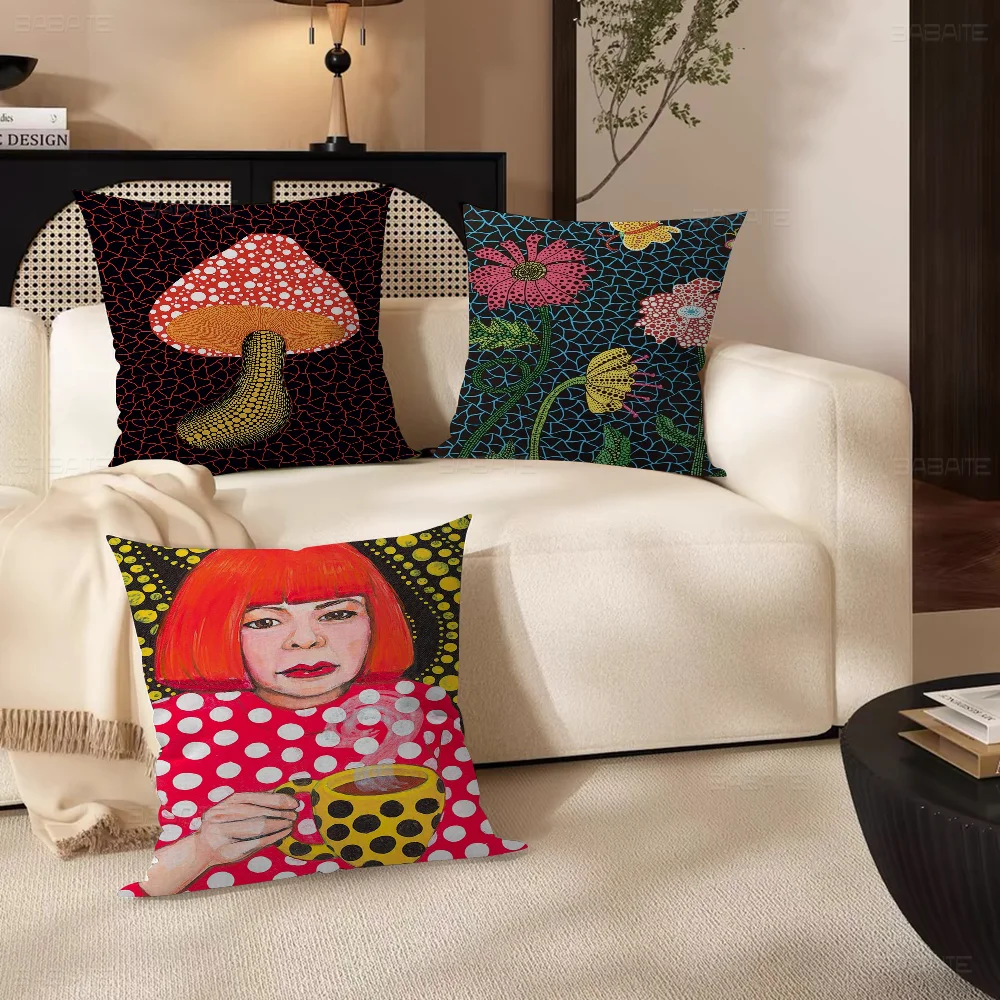 Y-yayoi-Kusama Exhibitions Art Pillowcase Toon Gift Cushion Cover Bedroom Home Sofa Chair Seat Decor Pillow Case