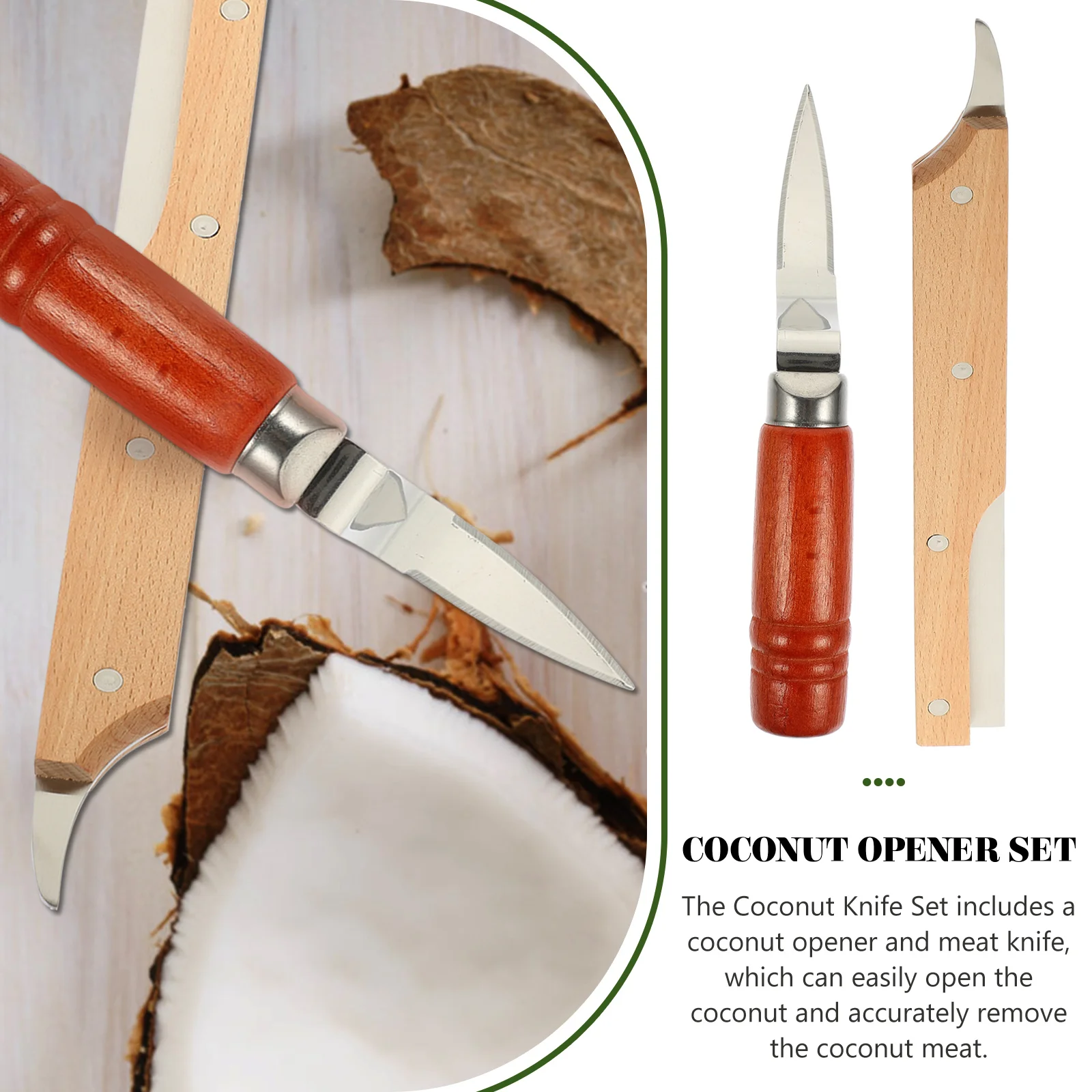 

1 set 1 Set Coconut Opener Tool Reusable Ergonomic Handle Coconut Meat Remover Cutter Kitchen Gadget For Home Hotel Use Coconuts