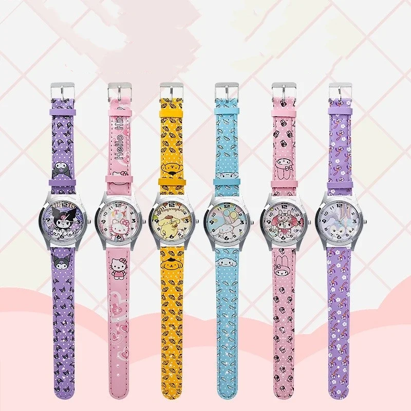 Sanrio Hello Kitty Cinnamoroll Anime Exquisite Electronic Watch Kawaii Kuromi My Melody Children\'s Watch Gifts with Gift Boxs