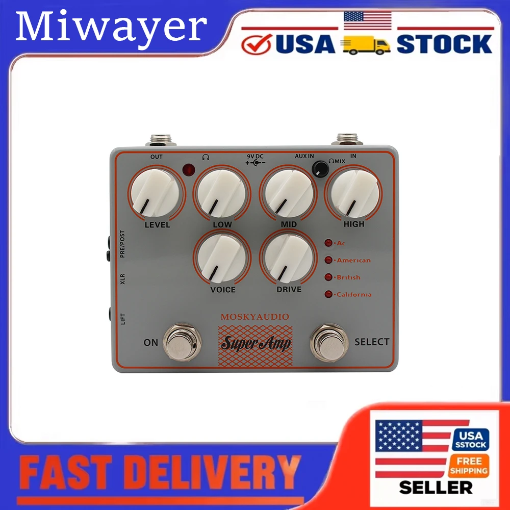 

Moskyaudio 4 AMP IN ONE Effect Pedal Amp Box Speaker Simulator DI Output Headphone AUX Input Preamp Direct Box Guitar Bass