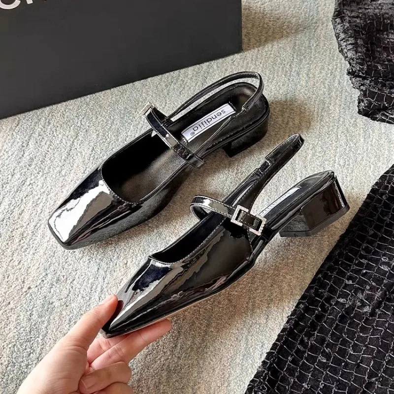 High-Heel-Sandale für Damen, hochhackige Leder-Rome-Slides, PU-Lackleder-Sandalen, Damen-High-Heels, hochhackige PU-Slides