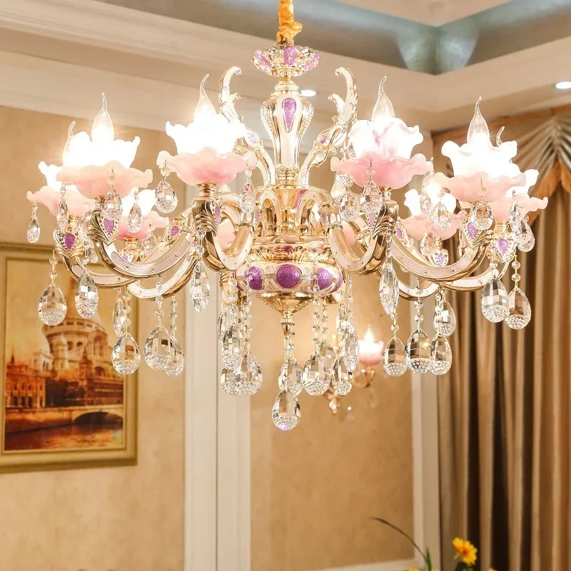 Zinc Alloy Crystal Chandelier Modern Living Room Decoration  Lighting European Restaurant Bedroom Candle  Lamps