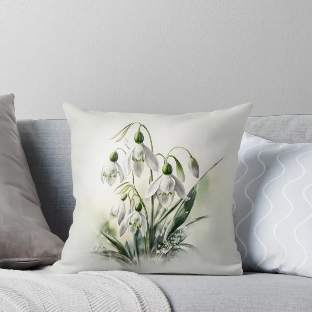 Snowdrop Flowers Throw Pillow home decor items Cushion Cover Couch Pillows Custom Cushion Pillow