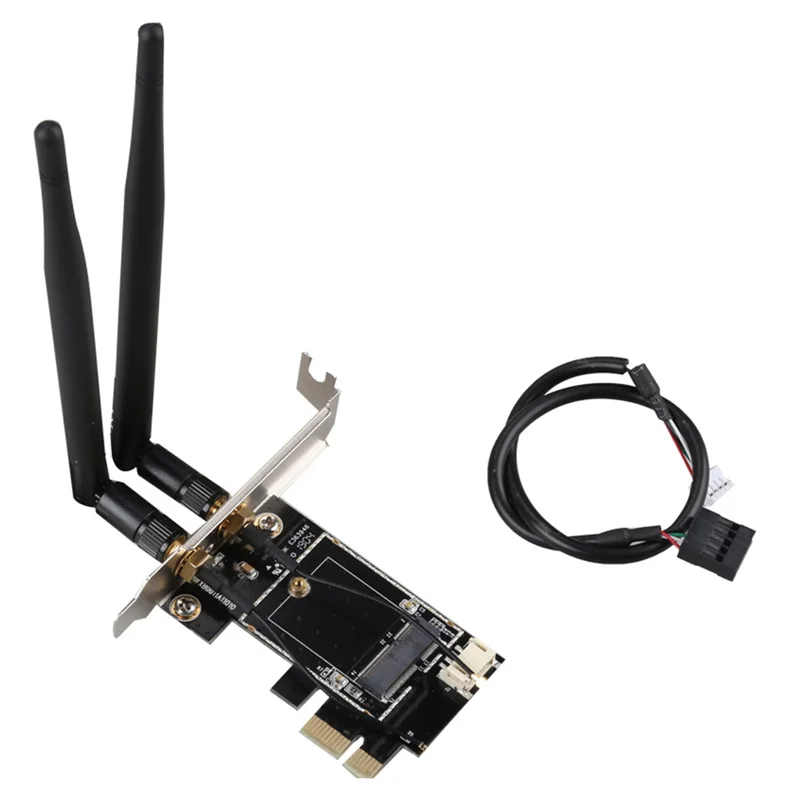 Adaptador de cartão wi-fi pcie, placa de rede sem fio m2 ngff, conversor bluetooth para desktop wi-fi 8260 8265ngw ax200 9260 7265