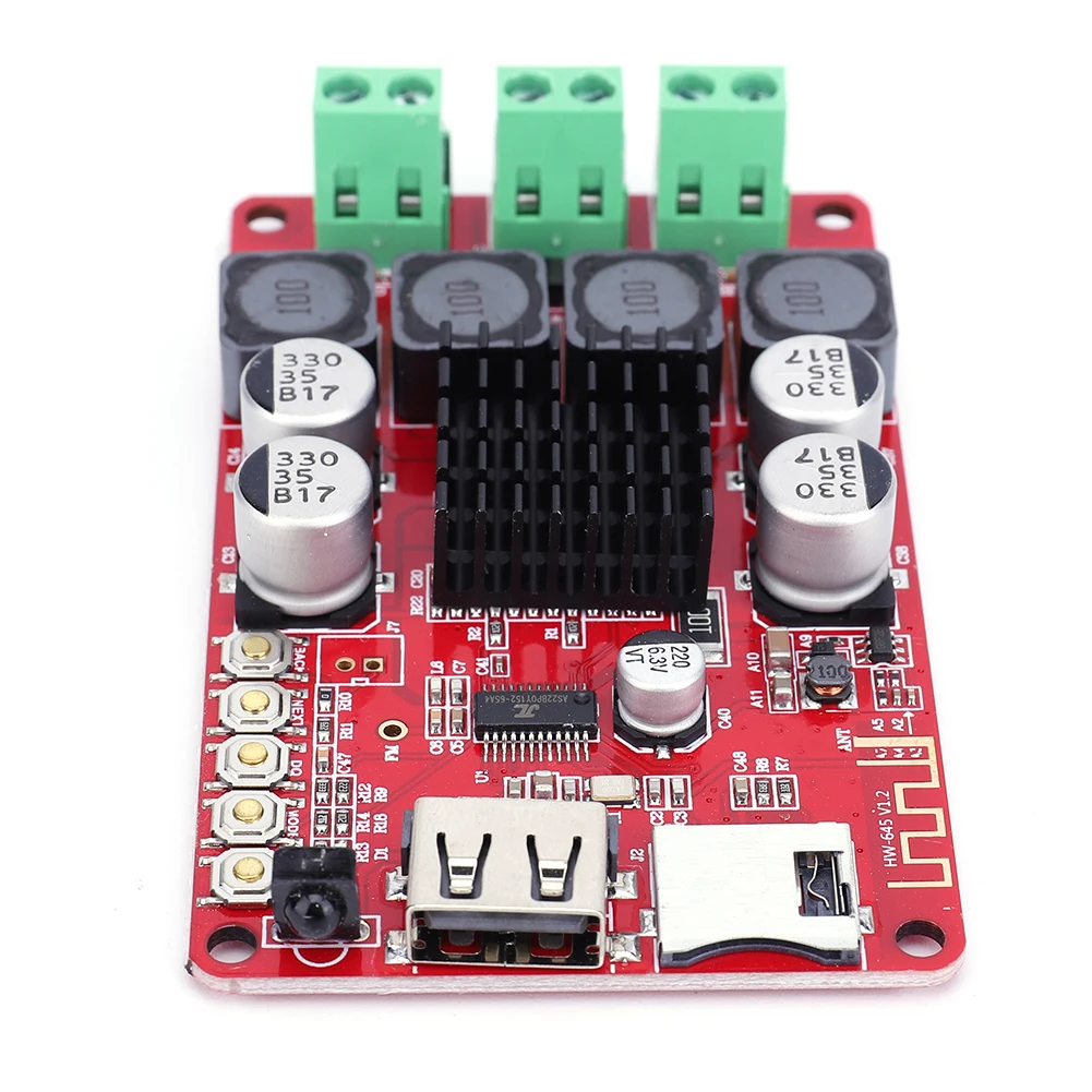 TPA3116 デジタルオーディオアンプボード TF カード U ディスクプレーヤー 2x50W Bluetooth 互換レシーバー FM ラジオ リモコン付き