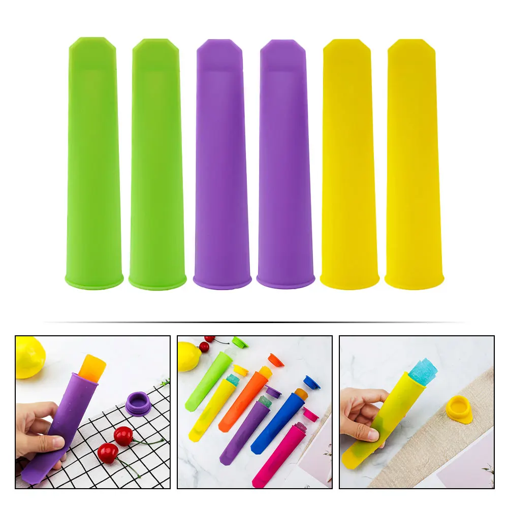 

6 Pcs Ice Cream Molds Silicone Food Grade Healthy Eco Friendly Summer DIY Tools Refrigerator Popsicle Maker Ice Pop Mold H held