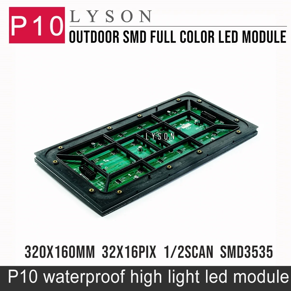 P10 Outdoor SMD Full Color Led Display Module 32x16 Pixels High Brightness Rgb Video Panel