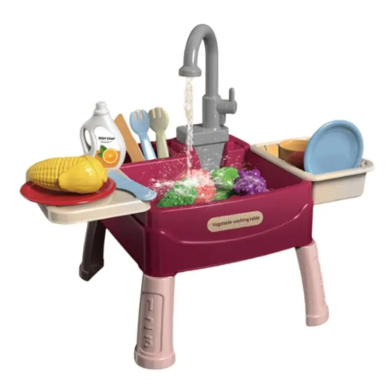 Play Kitchen Sink Fun Children Pretend Play Toy Kitchen Sink Automatic Water Cycle Kids Play House Pretend Role Play Dishwasher