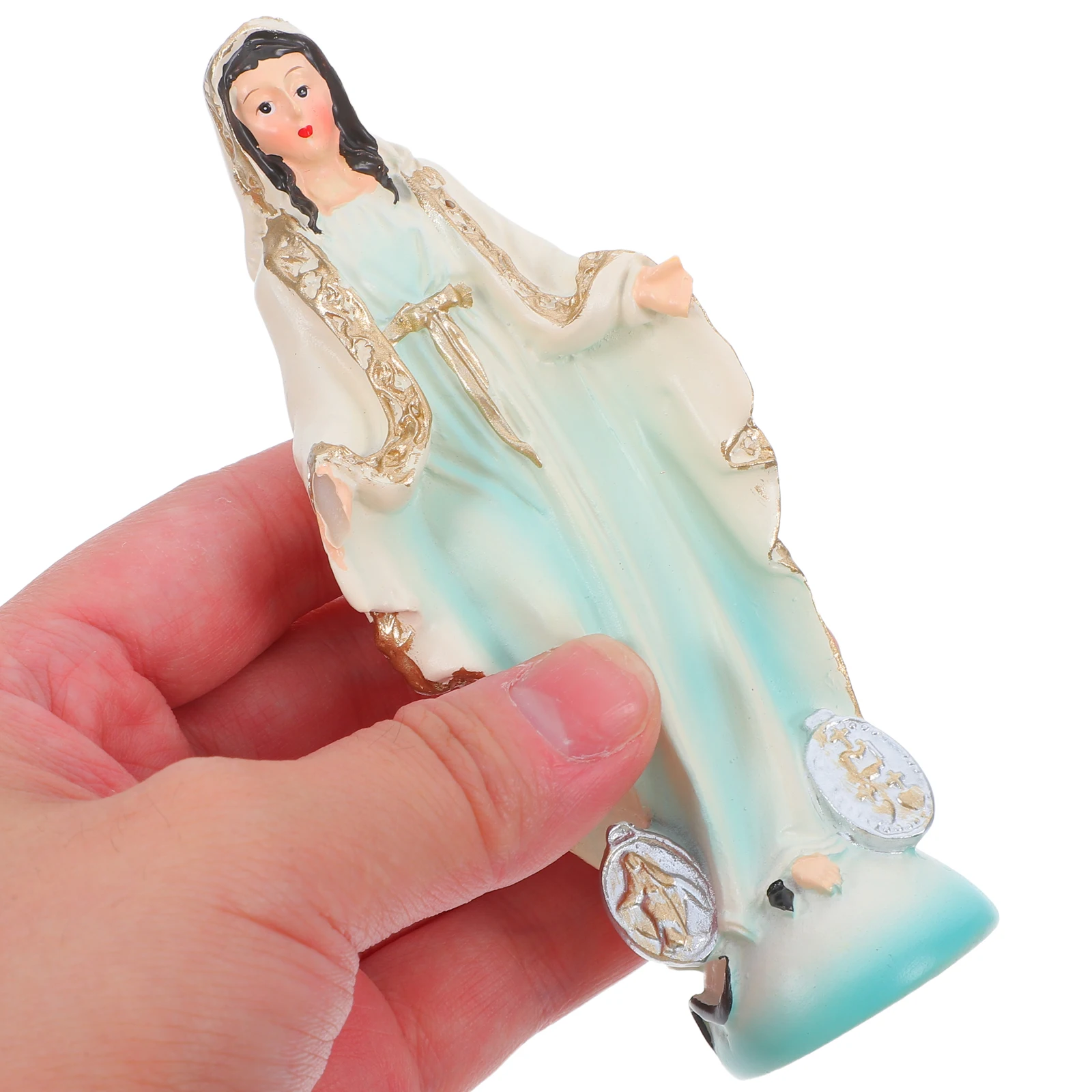 

Blessed Virgin Statues Resin Figurines Home Decor Religious Ornaments Mother Sculpture Miniature Virgin Art Craft