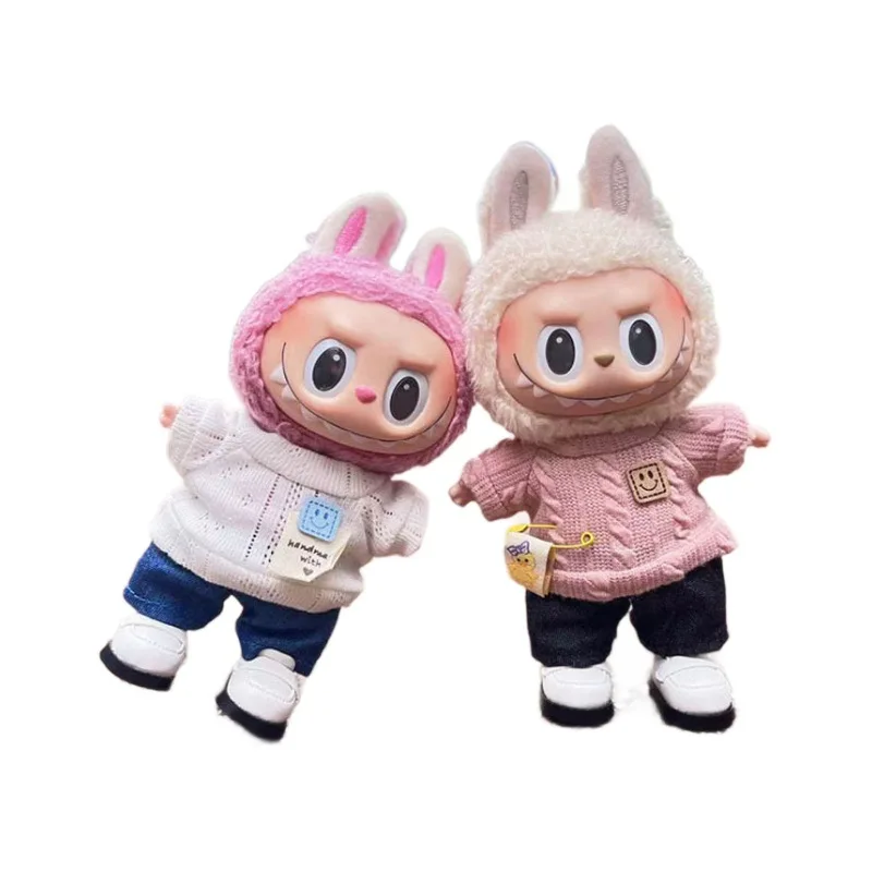 17cm Cute Labubu Clothes Hoodies Labubu Cute Hat Skirt Hat Kawaii ﻿Doll Accessories Overalls Korea Kpop Exo DIY Girl Gift