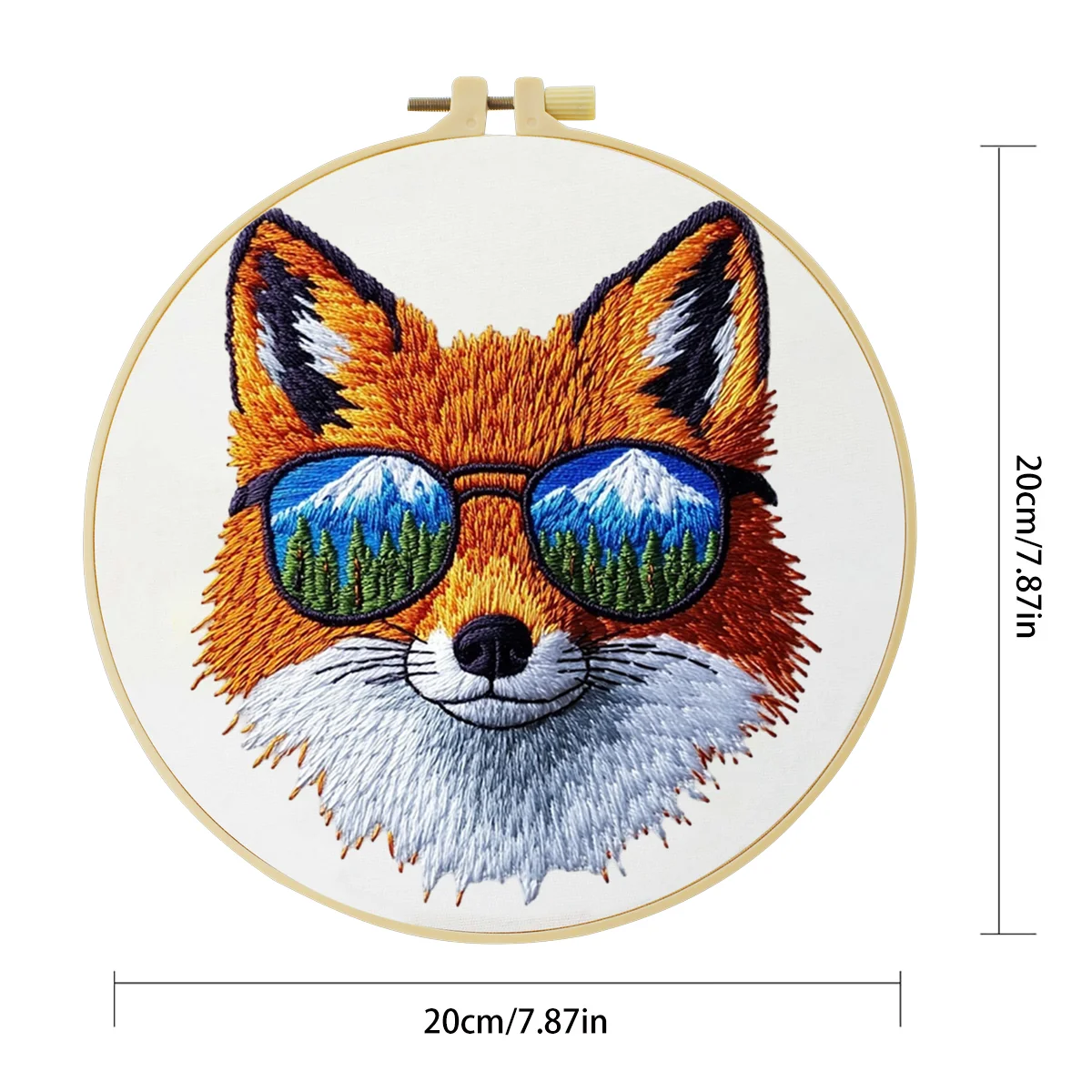 1 Stück 20X20CM/15X15CM 7,87/6,3 Zoll Fuchs-Stickerei-Starter-Kit DIY-Kit DIY-Stickerei-Set Handarbeits-Set für Anfänger – Detail 3