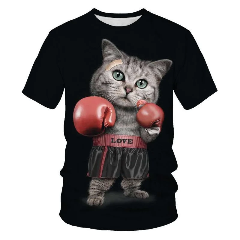 

Funny Cat 3D Printing T Shirt For Men Summer Leisure Loose Oversized Round Neck Short Sleeve Tees Fashion Hip Hop Men' Clothing